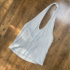 Gray halter crop